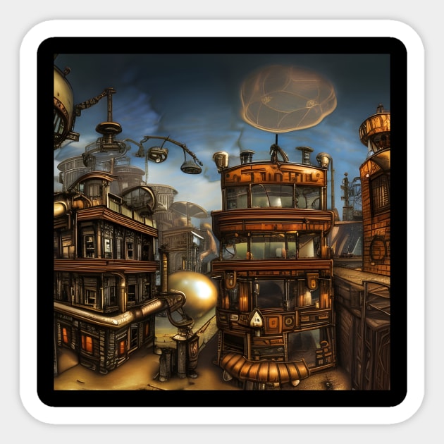 Steampunk city Sticker by Roguex